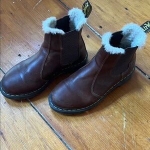 Dr. Martens Brown Leather Ankle Boots with Fur lining